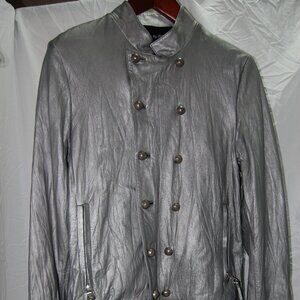 $3500❤️XXL Jaded By Knight Crystal Silver Leather Moto Riding Biker Jacket USA